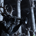 Lucifer Statue - DALL·E 2022-08-06 14.15.27 - a massive and highly detailed statue of the devil paying flute in a dark gigantic banquet hall, digital art.png